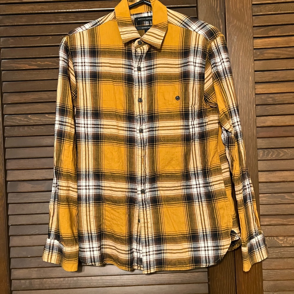 Banana Republic Yellow Plaid Flannel.